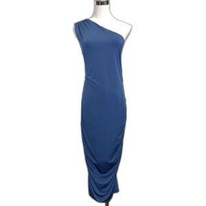 Nine Britton Asymmetrical One-Shoulder Bodycon Midi Dress – Deep Blue XL NWT